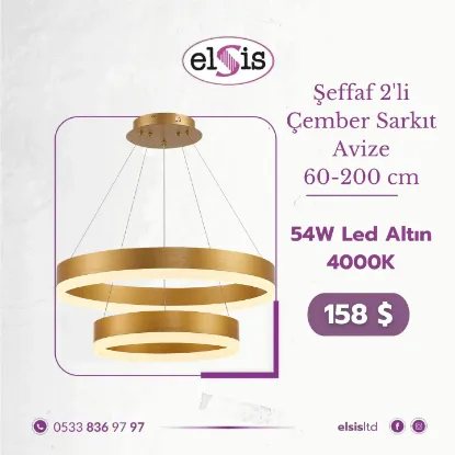 Şeffaf 2'li Çember Sarkıt Avize resmi