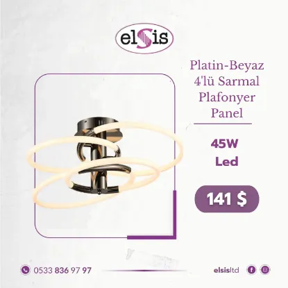 Platin - Beyaz 4'lü Sarmal Plafyonyer Panel resmi