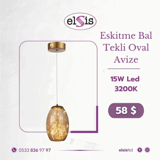 Eskitme Bal Tekli Oval Avize resmi