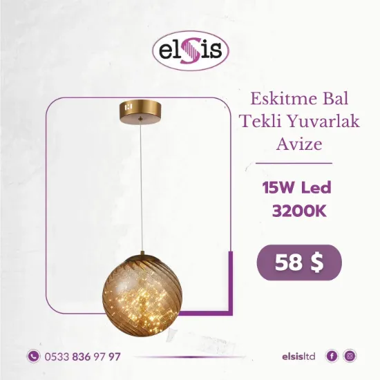 Eskitme Bal Tekli Yuvarlak Avize resmi