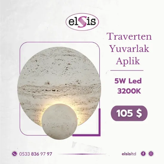 Traverten Yuvarlak Aplik resmi